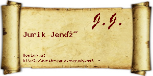 Jurik Jenő névjegykártya